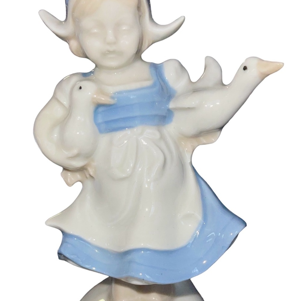 French Porcelain Dutch Girl with Ducks Vintage Figurine